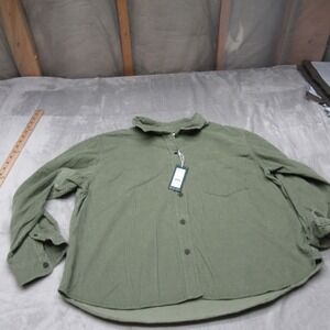 Alpine Design Corduroy Shirt Women XL Green Pocket Corduroy Long Sleeve $58 NEW